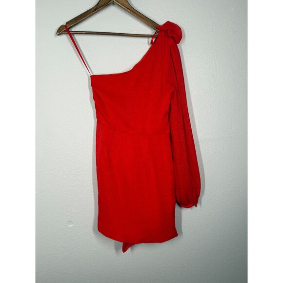 NWT Aria Cove Red One Shoulder Mini Dress Womens Sz 8 Holiday Event Evening - Picture 4 of 9